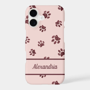 Personalised Rose Gold Glitter Paw Prints Pink