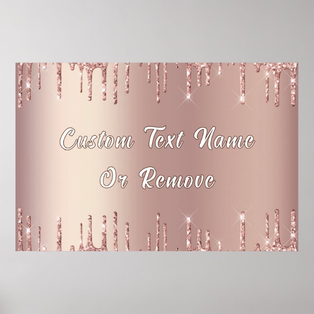 Personalised Rose Gold Glitter Poster Custom Text (Front)
