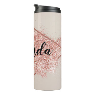 Personalised Rose Gold Glitter Thermal Tumbler
