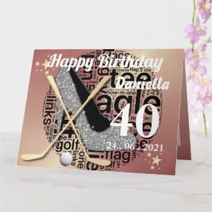 Personalised Rose Gold Golf Birthday Card For Her