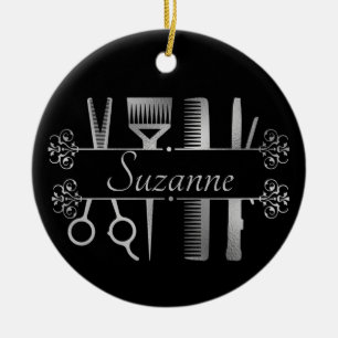 Personalised Rose Gold hair Stylist Hairdresser  Ceramic Tree Decoration