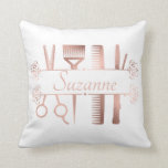 Personalised Rose Gold hair Stylist Hairdresser Cushion<br><div class="desc">This design may be personalised in the area provided by changing the photo and/or text. Or it can be customised by choosing the click to customise further option and delete or change the colour of the background, add text, change the text colour or style, or delete the text for an...</div>