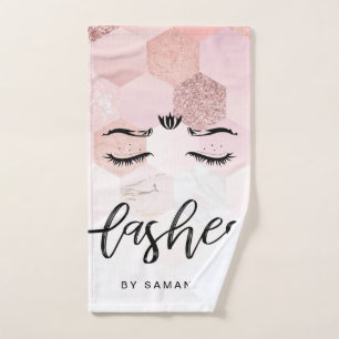 Personalised Rose Gold Lashes Hand Towel