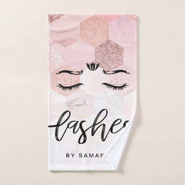 Personalised Rose Gold Lashes Hand Towel (Hand Towel)