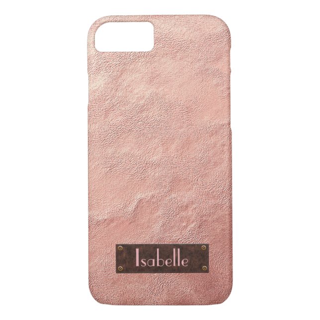 Personalised Rose Gold Leather Iphone case (Back)