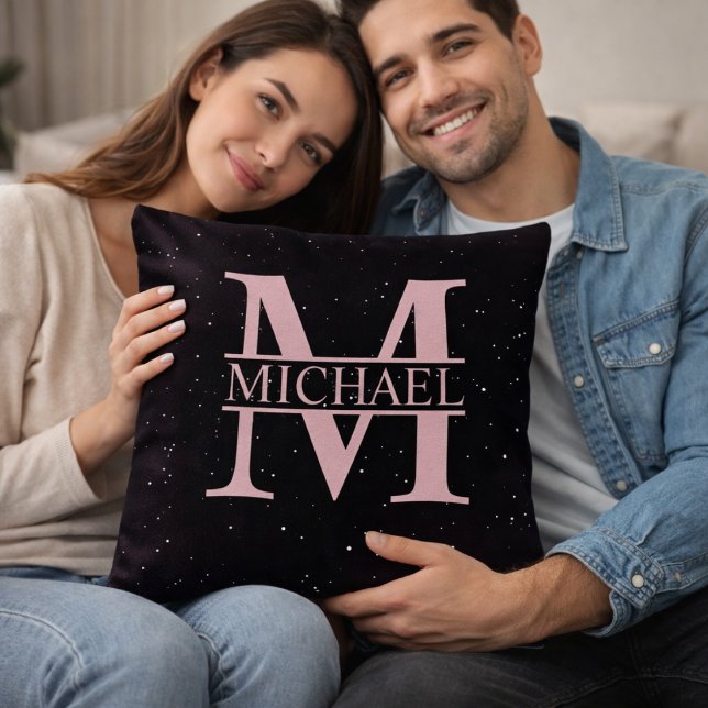 Personalised Rose Gold M Monogram Name Cushion (Creator Uploaded)
