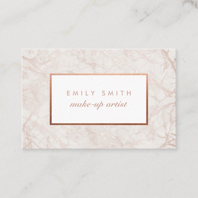 Personalised Rose Gold Marble Business Cards (Front)