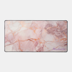 Personalised Rose Gold Marble Desk Mat