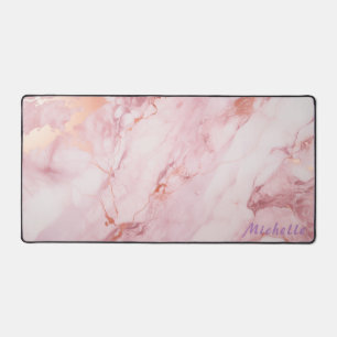 Personalised Rose Gold Marble Desk Mat