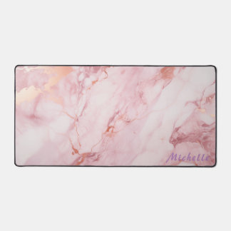 Personalised Rose Gold Marble Desk Mat