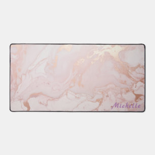 Personalised Rose Gold Marble Desk Mat