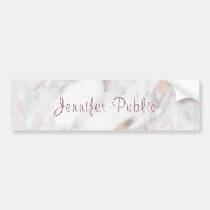 Personalised Rose Gold Marble Handwritten Script Bumper Sticker