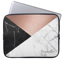 Personalised Rose Gold Marble Laptop Case