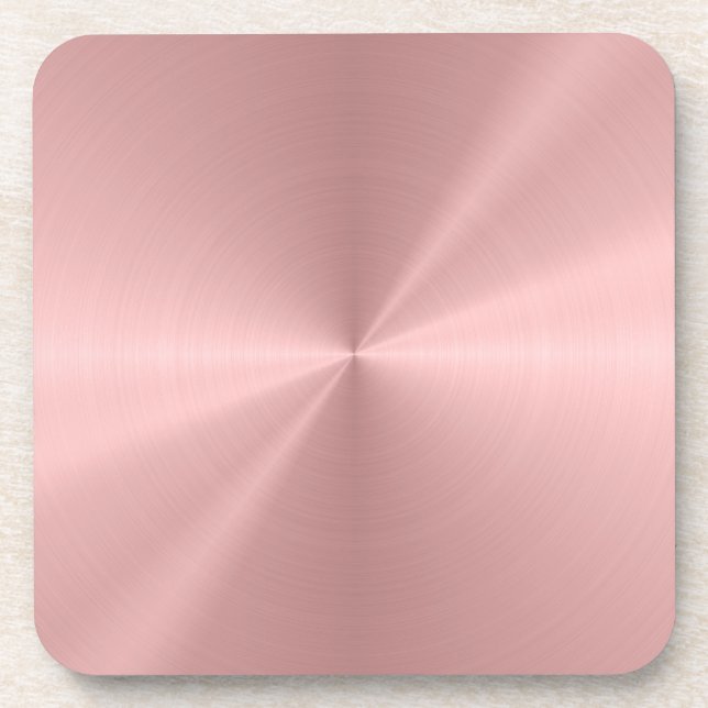 Personalised Rose Gold Metallic Radial Texture Coaster (Front)