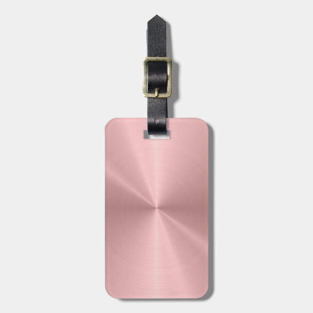 Personalised Rose Gold Metallic Radial Texture Luggage Tag (Front Vertical)