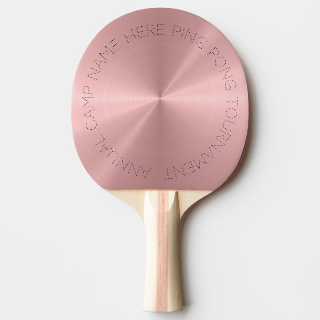 Personalised Rose Gold Metallic Radial Texture Ping Pong Paddle (Front)