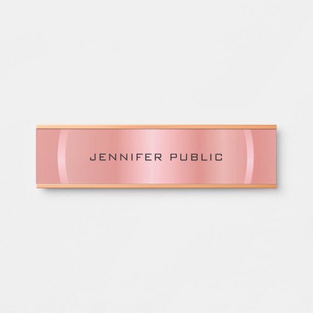 Personalised Rose Gold Modern Elegant Template Door Sign (Front)