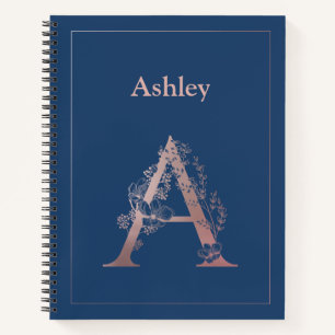 Personalised Rose Gold Monogram Initial A Notebook