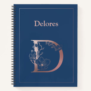 Personalised Rose Gold Monogram Initial D Notebook