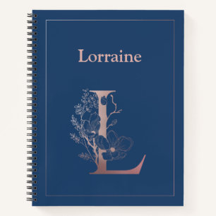 Personalised Rose Gold Monogram Initial L Notebook