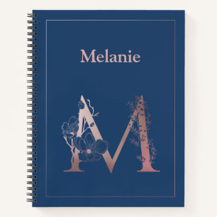 Personalised Rose Gold Monogram Initial M Notebook