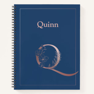 Personalised Rose Gold Monogram Initial Q Notebook