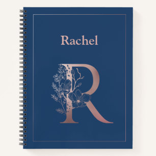 Personalised Rose Gold Monogram Initial R Notebook