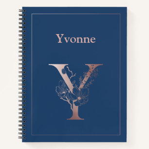 Personalised Rose Gold Monogram Initial Y Notebook