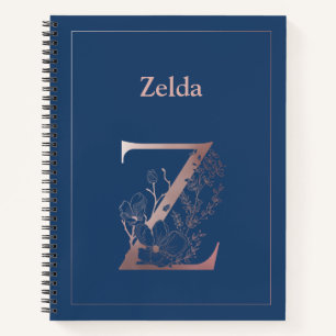 Personalised Rose Gold Monogram Initial Z Notebook