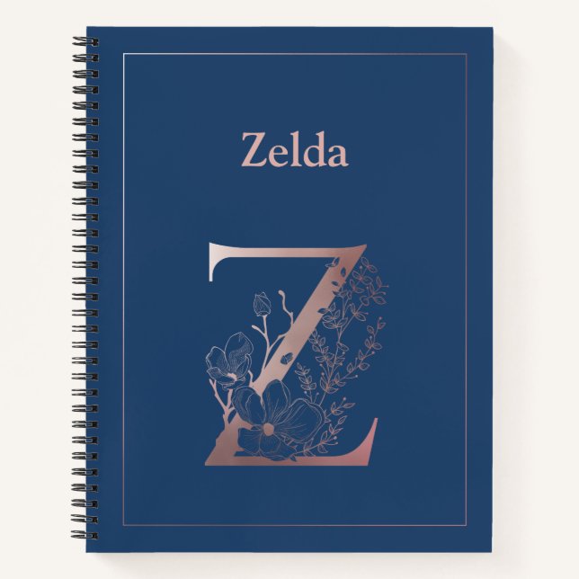 Personalised Rose Gold Monogram Initial Z Notebook (Front)