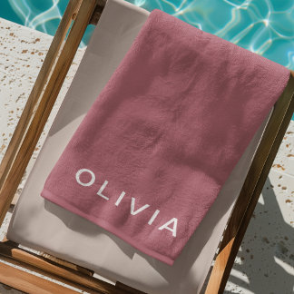 Personalised Rose Gold Monogram Name Beach Towel