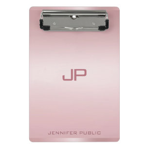 Personalised Rose Gold Monogram Template Classic Mini Clipboard