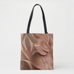 Personalised Rose Gold Shimmer Texture Glitter Wav Tote Bag