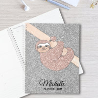 Personalised Rose Gold Silver Glitter Sloth 