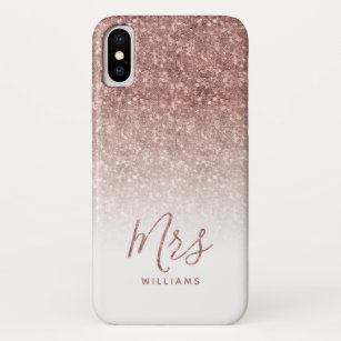 Personalised Rose Gold Sparkle Glitter Mrs Bride Case-Mate iPhone Case