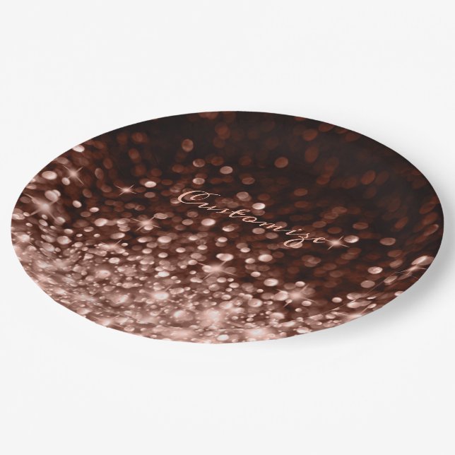Personalised Rose Gold Sparkle Paper Plate (Angled)