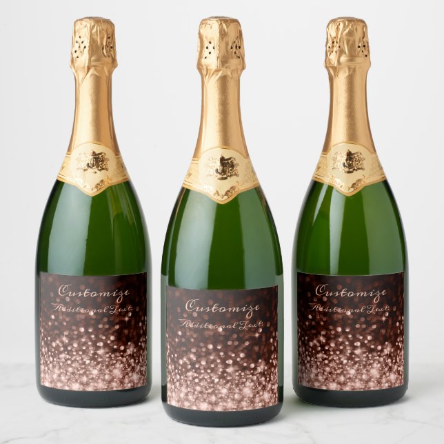 Personalised Rose Gold Sparkle Sparkling Wine Label (Bottles)