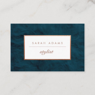 Personalised Rose Gold Teal Fur Business Cards