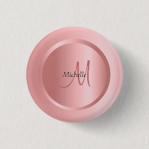 Personalised Rose Gold Template Monogram Elegant 3 Cm Round Badge