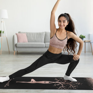 Personalised Rose Gold Tree Pose Namaste Yoga Mat