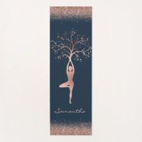 Personalised Rose Gold Tree Pose Namaste