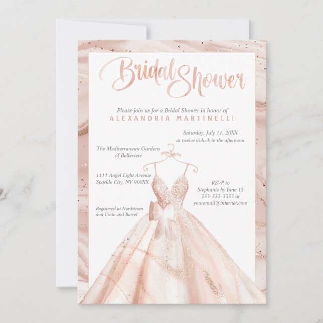 Personalised Rose Gold Watercolor Bridal Shower Invitation (Front)