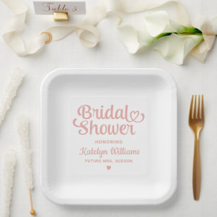 Personalised Rose Gold Wedding Bridal Shower Paper Plate