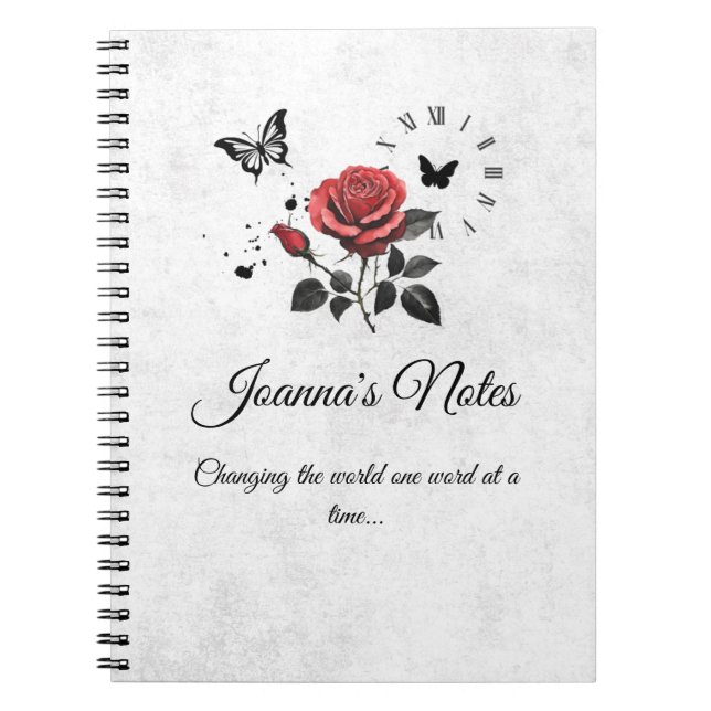 Personalised Rose, Ink & Time Spiral Notebook (Front)