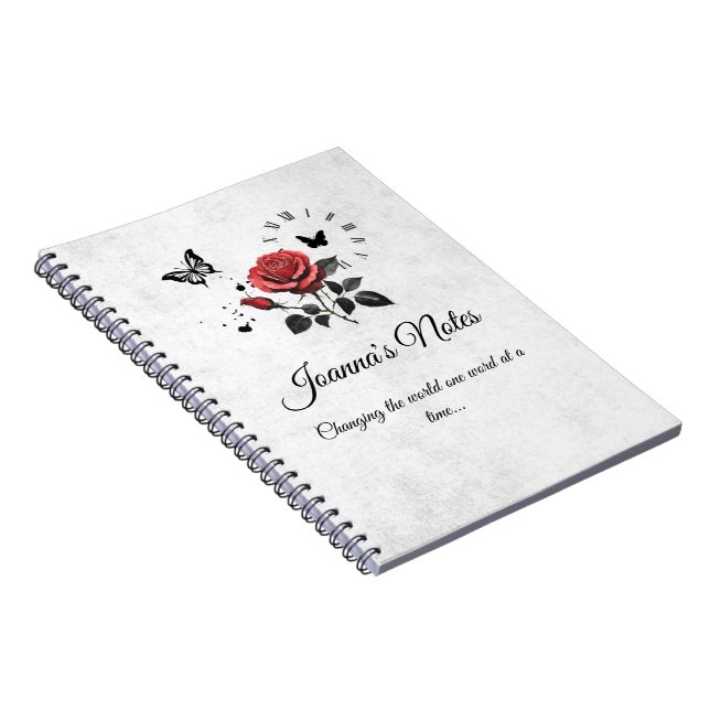 Personalised Rose, Ink & Time Spiral Notebook (Right Side)