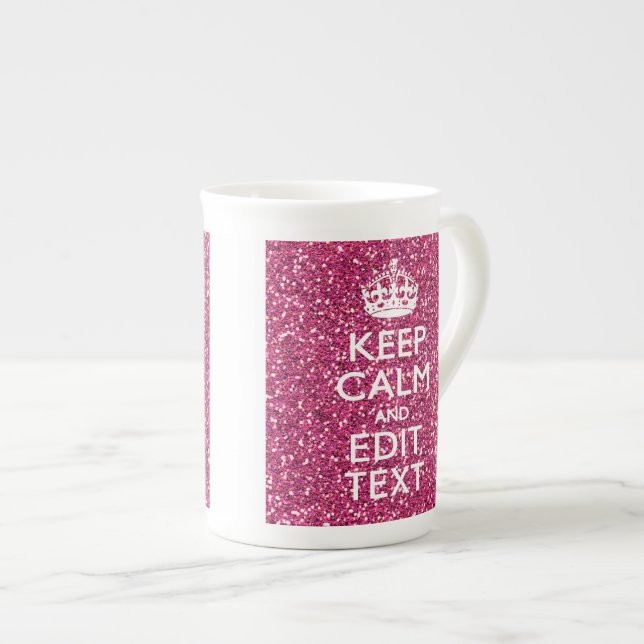 Personalised Rose Keep Calm Decor Bone China Mug (Front Right)