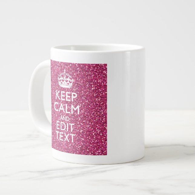Personalised Rose Keep Calm Decor Large Coffee Mug (Front Left)