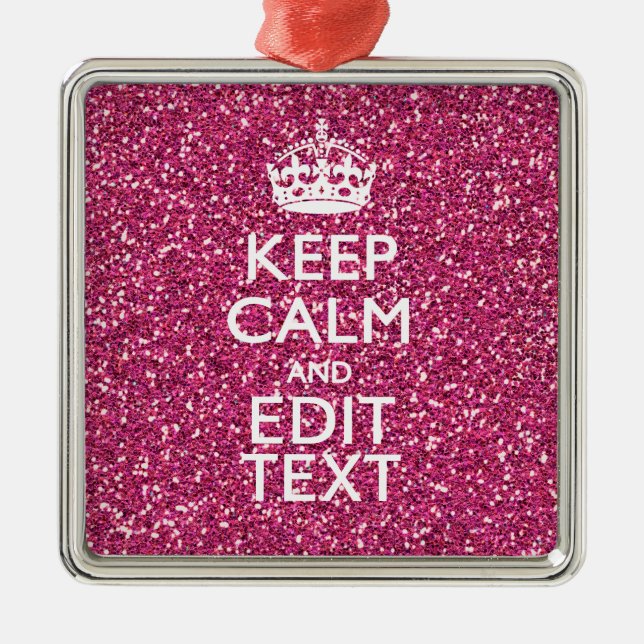 Personalised Rose Keep Calm Decor Metal Tree Decoration (Front)