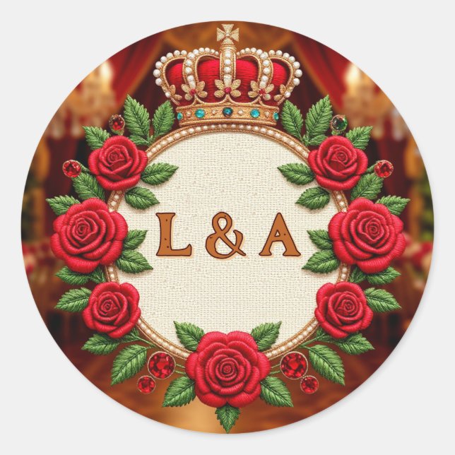 🌹 Personalised Rose Monogram Initial Decor for Wo Classic Round Sticker (Front)