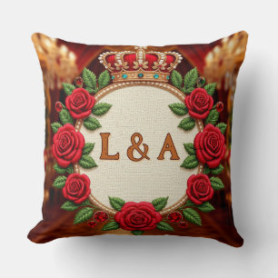 🌹 Personalised Rose Monogram Initial Decor for Wo Cushion
